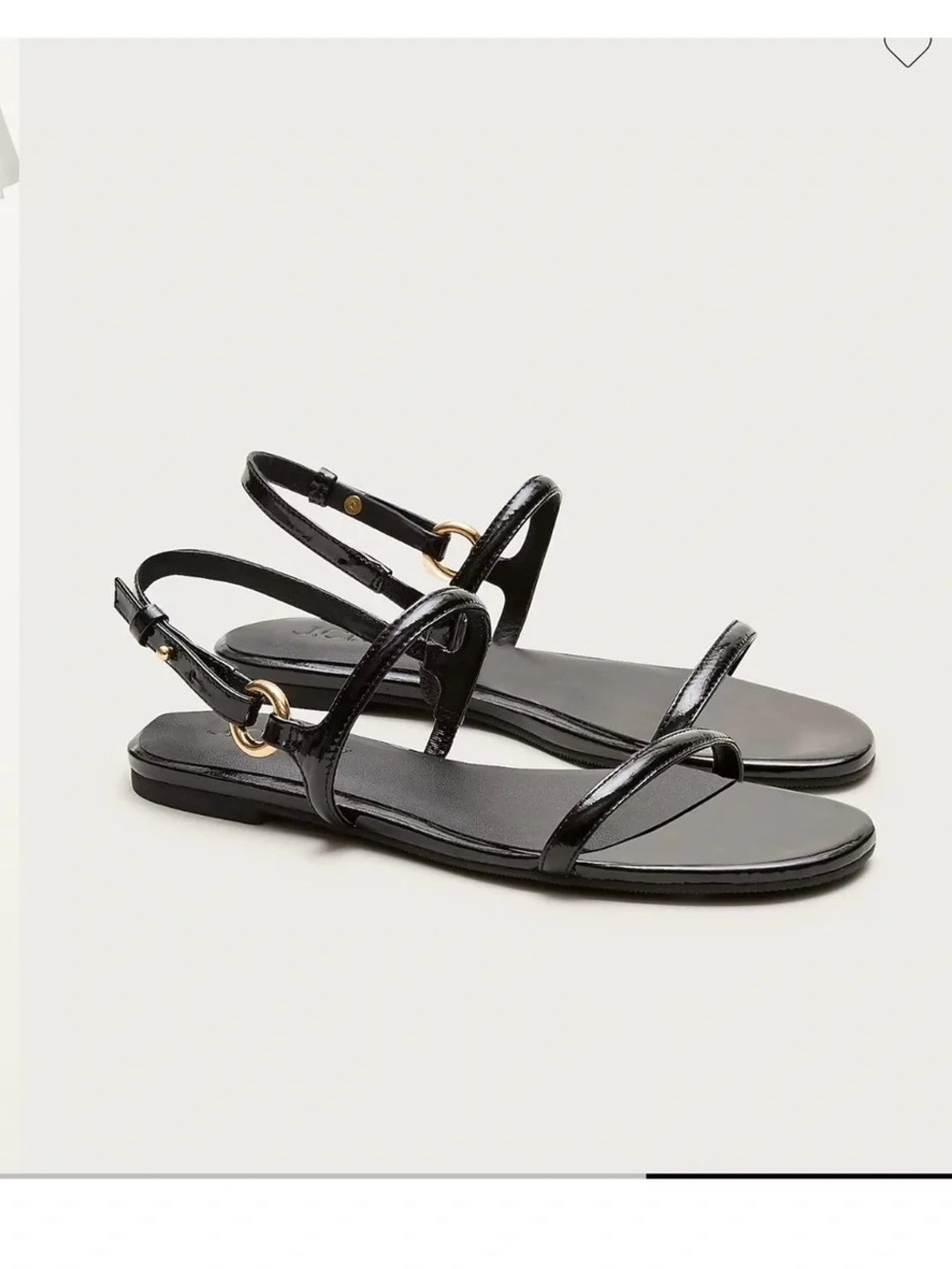 J. Crew Black Patent Strappy Sandals with Gold Rings